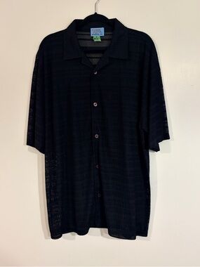 Black Open Knit Short Sleeve Top